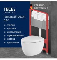 Комплект Унитаз подвесной BOCCHI Etna белый + Крышка белая, с микролифтом + Инсталляция TECE Base 9400413 4 в 1 с кнопкой смыва