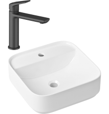 Комплект Раковина Lavinia Boho Bathroom Sink Slim 33311007 + Смеситель Wellsee ICON! for life 182302000 матовый черный