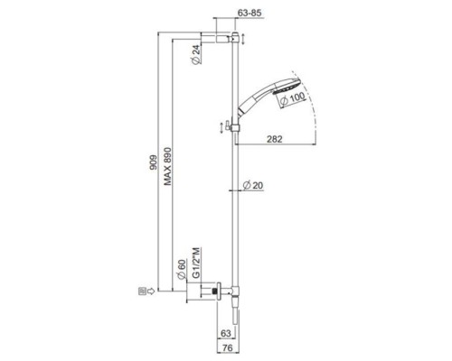 Carimali Duplex Штанга с ручным душем, цвет хром. 85712-CR Carimali Duplex Штанга с ручным душем, цвет хром. 85712-CR