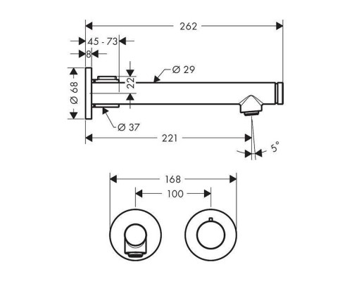 Axor Uno Select Смеситель для раковины, встраиваемый, излив: 22.1см., цвет: шлифованная бронза. 45113140