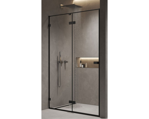 Душевая дверь в нишу 1400х2000 мм, стекло 8 мм, прозрачное, EasyClean, цвет профиля черный матовый AQM7408-2-14