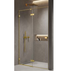Душевая дверь в нишу 1000х2000 мм, стекло 8 мм, прозрачное, EasyClean, цвет профиля золото шлифованн AQM7408-3-10