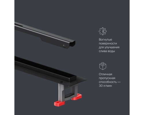 W01SC-S11-100-05BM Трап для душа линейный, универсальный затвор Slim line, 100 см W01SC-S11-100-05BM Трап для душа линейный, универсальный затвор Slim line, 100 см