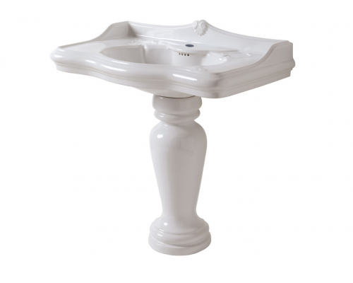 Azzurra Jubilaeum Раковина 90x56xH32 см, с пьедесталом 27xH68 см, 3 отв., цвет: Bianco lucido. JUCLT0000000BI/(JUB300 bi),  JULP0905500TBI/(JUB200/90T bi)*3