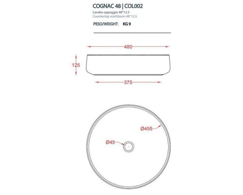 Artceram Cognac Раковина Oslash;48см., накладная, без отв., без перелива, цвет: giallo zinco. COL002 12 00 Artceram Cognac Раковина Oslash;48см., накладная, без отв., без перелива, цвет: giallo zinco. COL002 12 00
