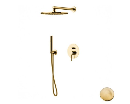 Gattoni Circle Two омплект для душа со встроенным смесителем с Gbox с ручной лейкой и верхним душем 250 мм, цвет: Oro Brush. 9190/PDSG