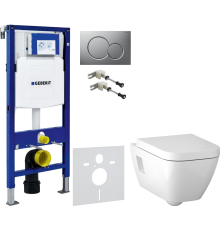 Комплект Унитаз подвесной Geberit Renova Plan 500.378.01.1 + Крышка Plan 500.692.01.1 + Крепления Duofix 111.815.00.1 к стене + Шумоизоляция 156.050.00.1 + Инсталляция UP 320 111.300.00.5 + Кнопка Sigma 01 115.770.JQ.5 лакированная, матовый хром