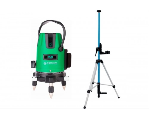 Комплект Лазерный уровень INSTRUMAX Constructor 4D GREEN+штанга элевационный INSTRUMAX LP-300 в комплекте с треногой (3 м)