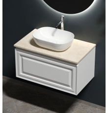 Тумба с раковиной Sancos Very 80 см, bianco, столешница бежевая, раковина CN6009