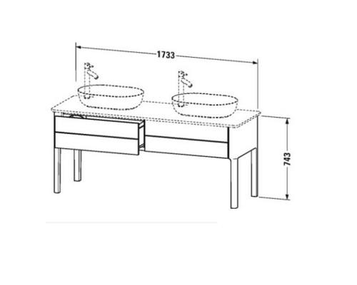 Duravit Luv База напольная 178.8x57х74.3см., с 2 выдв. ящиками, каменной столешницей и раковинами, цвет: белый матовый. LU9562B3939, 0380600000, LU9467B1717 Duravit Luv База напольная 178.8x57х74.3см., с 2 выдв. ящиками, каменной столешницей и раковинами, цвет: белый матовый. LU9562B3939, 0380600000, LU9467B1717