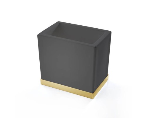 3SC Mood Deluxe Black Стакан настольный, композит Solid Surface, цвет: чёрный матовый/золото 24к. . MDN03AGD 3SC Mood Deluxe Black Стакан настольный, композит Solid Surface, цвет: чёрный матовый/золото 24к. . MDN03AGD