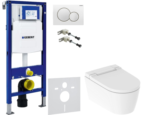 Комплект Унитаз подвесной Geberit AquaClean Sela 146.224.11.1 альпийский белый + Крепления Duofix 111.815.00.1 к стене + Шумоизоляция 156.050.00.1 + Инсталляция UP 320 111.300.00.5 + Кнопка Sigma 01 115.770.11.5 белая