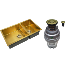 Комплект Мойка Zorg Inox PVD SZR-78-2-44 bronze + Измельчитель ZR-75 D BRONZE