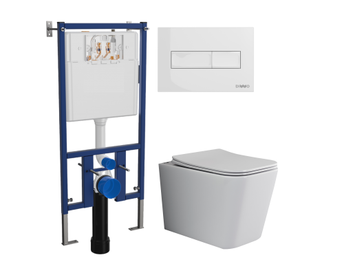Комплект Унитаз подвесной Ceramicanova Cubic CN1806 с микролифтом, безободковый + Инсталляция DIWO + Кнопка 7320 белая Комплект Унитаз подвесной Ceramicanova Cubic CN1806 с микролифтом, безободковый + Инсталляция DIWO + Кнопка 7320 белая