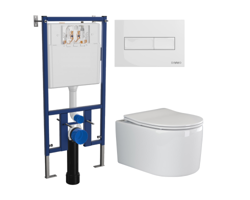 Комплект Унитаз подвесной Ceramicanova Moments CN3003 с микролифтом, безободковый + Инсталляция DIWO + Кнопка 7320 белая Комплект Унитаз подвесной Ceramicanova Moments CN3003 с микролифтом, безободковый + Инсталляция DIWO + Кнопка 7320 белая