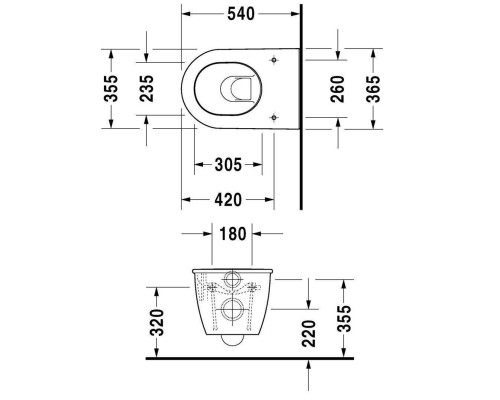 Duravit Darling New Унитаз подвесной с вертикальным смывом, вкл. крепление Durafix, объем: 4.5л, 37x54см, Цвет: Белый. 2545090000 Duravit Darling New Унитаз подвесной с вертикальным смывом, вкл. крепление Durafix, объем: 4.5л, 37x54см, Цвет: Белый. 2545090000