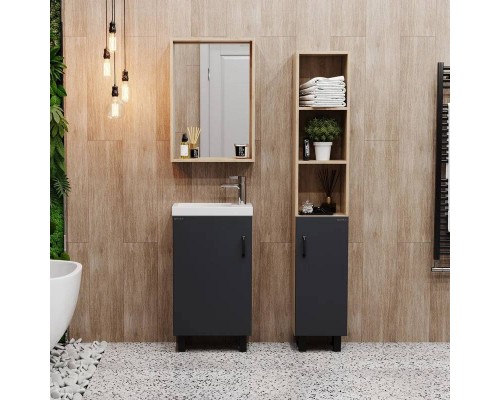 Мебель для ванной комнаты Onika Тимбер 45 напольная, серая матовая, дуб сонома