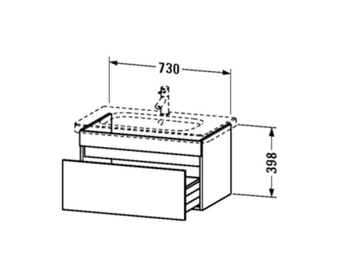 Duravit DuraStyle Тумба с раковиной 73х44.8х39.8см., подвесная, 1 ящик, цвет: Графит матовый. 2320800041,  DS638104949