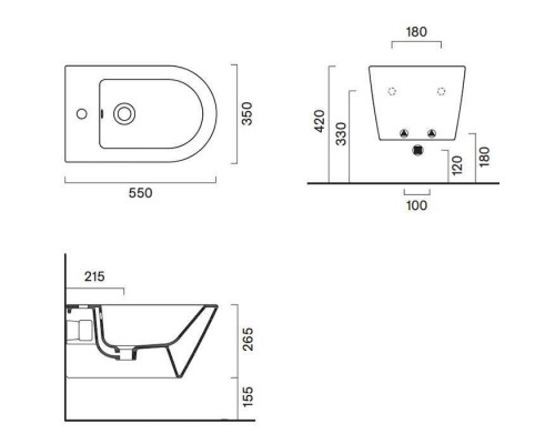 Catalano Zero Биде подвесное 55х35см, с 1 отв. под смеситель, цвет белый глянцевый. 0118551001