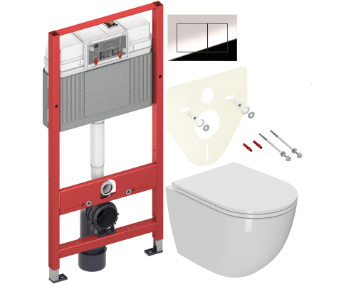 Комплект Унитаз подвесной Bauedge Bau Dream Hurricane-2 безободковый, с микролифтом, белый + Инсталляция TECE Now 9400412 4 в 1 с кнопкой смыва Комплект Унитаз подвесной Bauedge Bau Dream Hurricane-2 безободковый, с микролифтом, белый + Инсталляция TECE Now 9400412 4 в 1 с кнопкой смыва