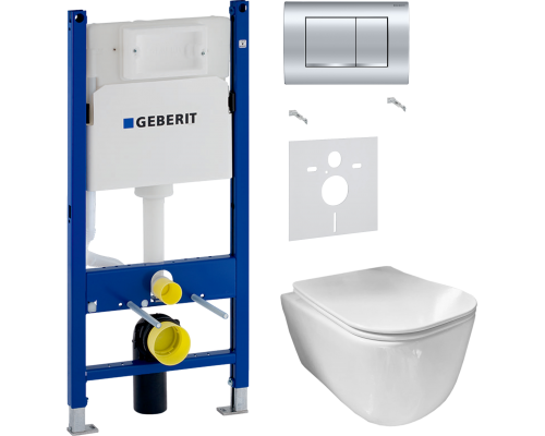 Комплект Унитаз подвесной Ceramicanova New Day CN3005 с микролифтом, безободковый + Шумоизоляция Geberit 156.050.00.1 + Инсталляция Duofix Delta 458.163.21.1 с кнопкой смыва, хром Комплект Унитаз подвесной Ceramicanova New Day CN3005 с микролифтом, безободковый + Шумоизоляция Geberit 156.050.00.1 + Инсталляция Duofix Delta 458.163.21.1 с кнопкой смыва, хром