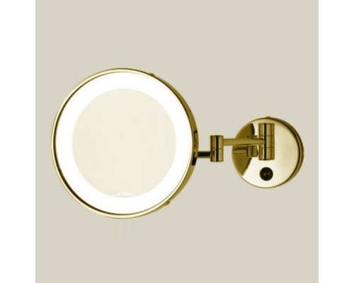 Bertocci Specchi Зеркало косметические, настенное круглое зеркало с LED-подсветкой,выключ, 3-х кратное увеличение, цвет: золото. 188 6126 5000