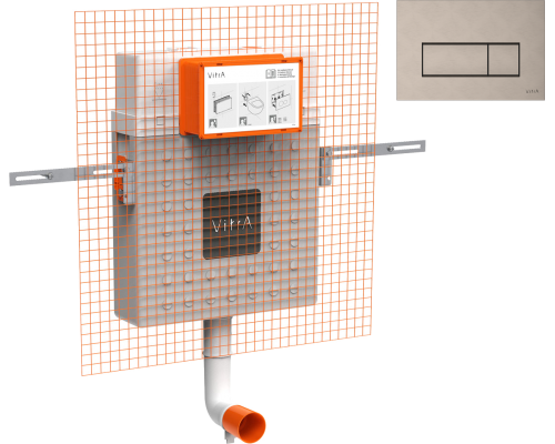 Смывной бачок скрытого монтажа VitrA V12 762-1740-01 + Кнопка смыва VitrA Root Square 740-2395 никель