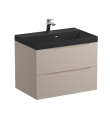 Тумба с раковиной BelBagno Marino 70, подвесная, crema opaco, черная раковина