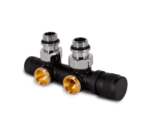 Узел нижнего подключения SR Rubinetterie угловой 1/2 х3/4 Е Чёрный матовый (левый) 0683-1500VCES