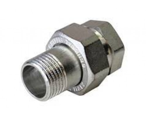 Сгон американка, ELSEN, TIN латунь, прямой, НВ, 1/2, 1/2, с плоским уплотнением