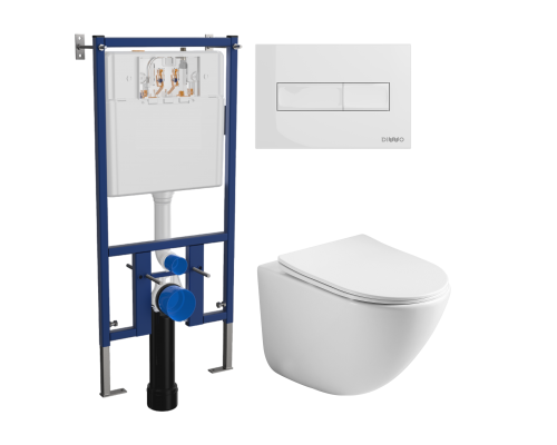 Комплект Унитаз подвесной Ceramicanova Mono CN1905 безободковый + Инсталляция DIWO + Кнопка 7320 белая Комплект Унитаз подвесной Ceramicanova Mono CN1905 безободковый + Инсталляция DIWO + Кнопка 7320 белая