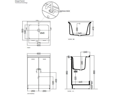 Kerasan Aquadom Раковина 60х50 см, 1 отв., цвет: белый. 029201*1 Kerasan Aquadom Раковина 60х50 см, 1 отв., цвет: белый. 029201*1