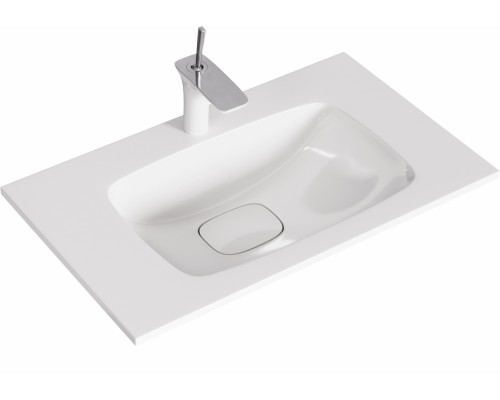 AQ Mal.75.04.D Malaga 750 Раковина литьевой мрамор 755х460х180(16) мм, с отв. под смес., с кер. накл Mal.75.04.D