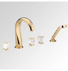 THG Petale de Cristal clair lisere dore Смеситель для ванны, 5 отв., цвет: золото/прозрачный хрусталь с золотым декором. U6E-F01-1132SG
