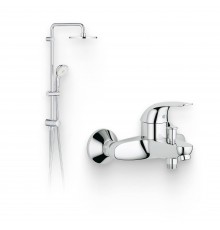 Душевой комплект Смеситель Grohe Euroeco 32743000 + Стойка New Tempesta Rustic 27399002