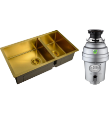 Комплект Мойка кухонная Zorg Light ZL R 780-2-440 BRONZE + Измельчитель Inox D ZR-38 D