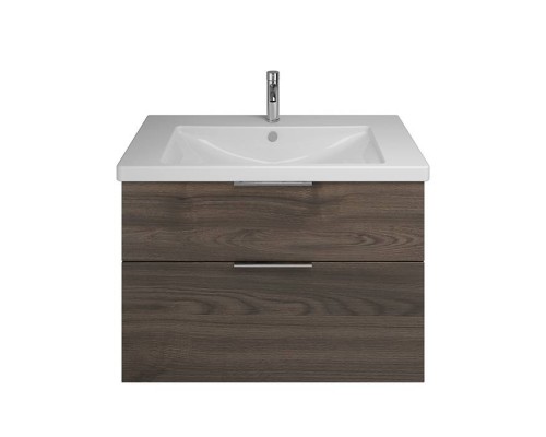 BURGBAD Eqio База подвесная с керамическим умывальником 93х49х64.5см. 2 ящика с ручкой желоб., c 1 отв под смес.   цвет: трюфельный декор F2012. SEYQ093F2012C001*1
