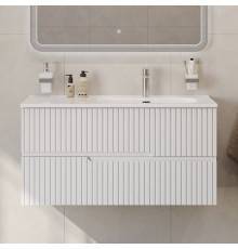 Тумба с раковиной Cezares Duet 100 R bianco lucido, раковина Cezares CZR-8095-100-R