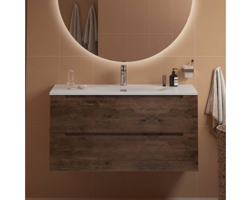 Тумба с раковиной BelBagno Etna 100 rovere moro, раковина BB-8099-100