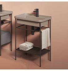 Artceram Fuori Scala Консоль металлическая с раковиной, 57х42.5х83см., напольная, с полочкой, подвесная, цвет: moka/matera. TFL034 41 00,  ACA056 56,  TFA007 56
