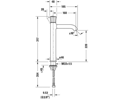 Duravit White Tulip Смеситель для раковины, 1 отв., цвет: хром. WT1040002010
