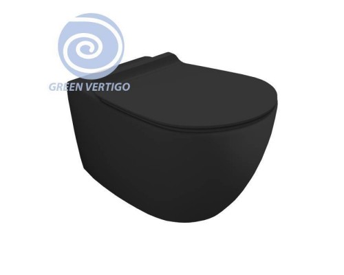 Simas Vignoni Унитаз подвесной 56х36,5см., безободковый, смыв TORNADO (green vertigo), цвет: черный матовый. F85, VI18VERT nero matt Simas Vignoni Унитаз подвесной 56х36,5см., безободковый, смыв TORNADO (green vertigo), цвет: черный матовый. F85, VI18VERT nero matt