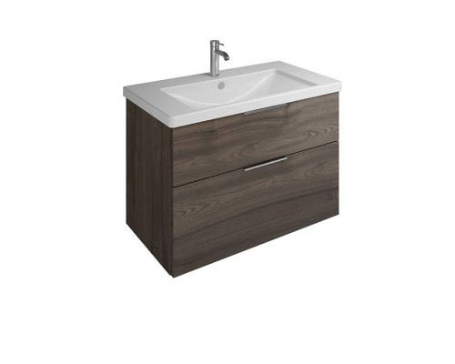 BURGBAD Eqio База подвесная с керамическим умывальником 93х49х64.5см. 2 ящика с ручкой желоб., c 1 отв под смес.   цвет: трюфельный декор F2012. SEYQ093F2012C001*1