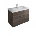 BURGBAD Eqio База подвесная с керамическим умывальником 93х49х64.5см. 2 ящика с ручкой желоб., c 1 отв под смес.   цвет: трюфельный декор F2012. SEYQ093F2012C001*1