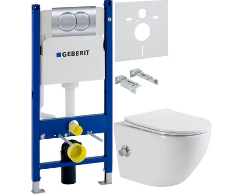Комплект Унитаз подвесной BelBagno Uno BB3105CHR-BS/SC с микролифтом, со смесителем и функцией биде + Инсталляция Geberit Duofix Delta 458.149.21.1 с кнопкой смыва, хром + Шумоизоляция Комплект Унитаз подвесной BelBagno Uno BB3105CHR-BS/SC с микролифтом, со смесителем и функцией биде + Инсталляция Geberit Duofix Delta 458.149.21.1 с кнопкой смыва, хром + Шумоизоляция