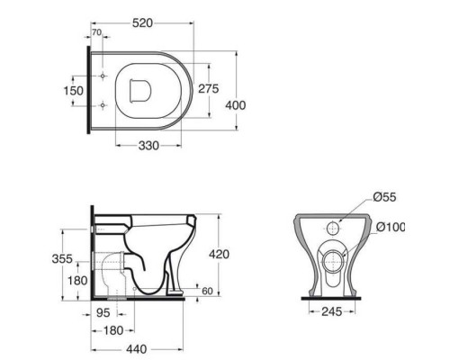 Azzurra Charme Унитаз напольный 52x40 см, слив универсальный, с бачком, с механизмом, сиденье микролифт, с креплением VFV, цвет: Bianco lucido/бронза. B1900TB br,  CHCSAL000000BI/(CHA400/С bi),  CHA1800/F bi/br,  CHVCTT000000BI