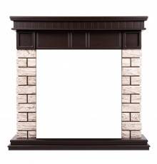 Портал Firelight Bricks Wood Classic камень коричневый, шпон темный дуб
