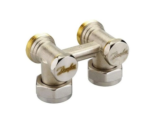 Клапан запорный радиаторный угловой Danfoss RLV-KS 3/4 НРxG3/4 ВР Kvs 1,6 м³/ч межосевое расстояние 50 мм. 003L0223