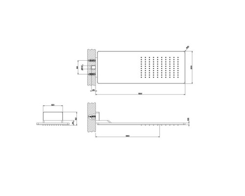 Gessi Rettangolo Shower Верхний душ 550х200 мм., с креплением на стену, цвет: Black XL. 33095#299