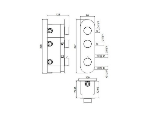 Carimali ilTondo Смеситель для душа, встраиваемый, термостатический, цвет: хром. 21027EST/A-CR